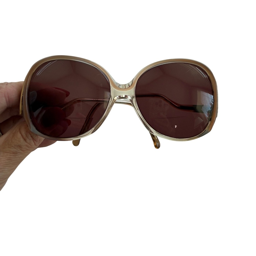 Oleg Cassini Retro Sunglass Frame Brown Oversized Butterfly VTG OC 407 Gold Tone